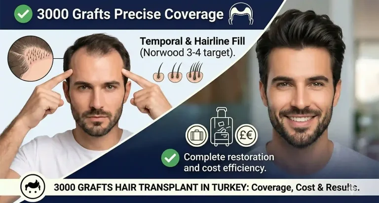 3000 Grafts Hair Transplant in Turkey: Coverage, Cost & Results